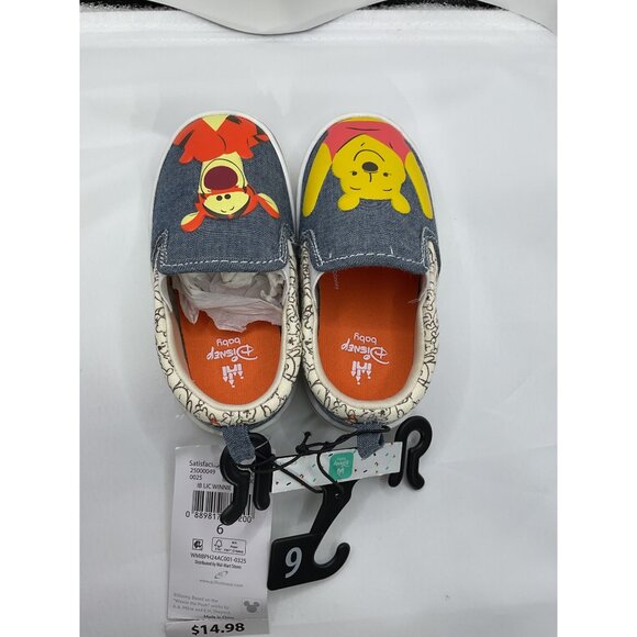 Disney Baby Winnie The Pooh & Tigger Slip-On Shoes Size 6 baby Denim Canvas Rubb - Picture 4 of 4